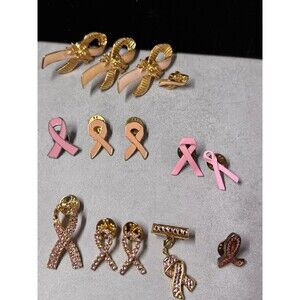 Vintage Lot of 14 Breast Cancer Awareness Lapel Pin Rhinestone Some Signed Avon